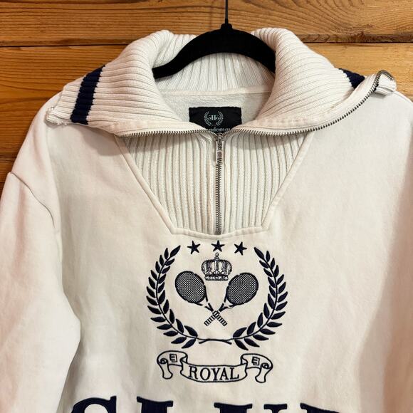 Ellandemm Royal Club Sweater Pullover Mens Size S/M Ivory 1/4 Zip - Picture 4 of 6